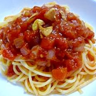 ホールトマトと玉ねぎのパスタ